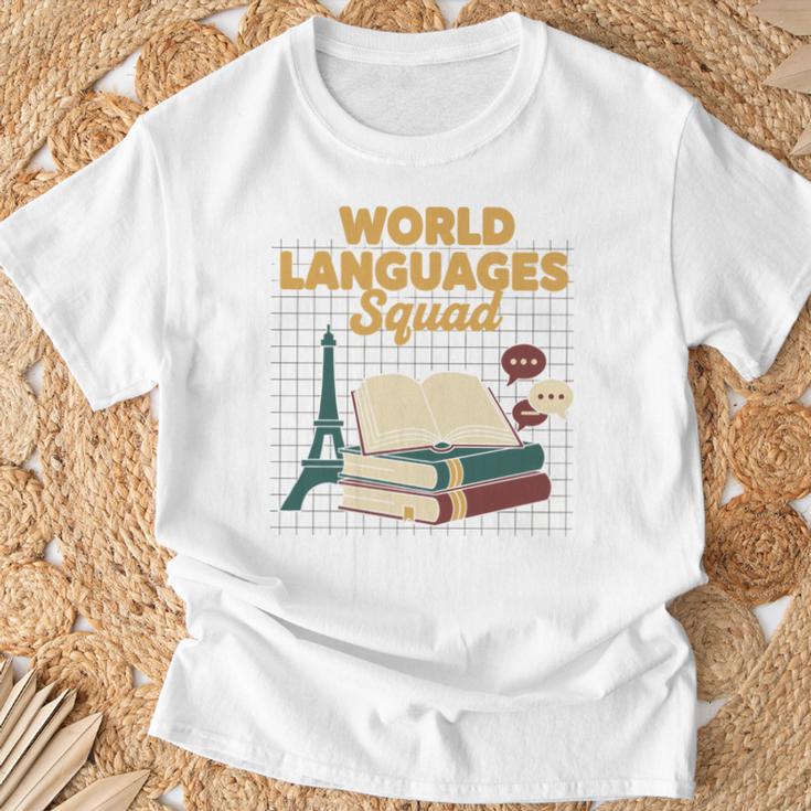 World Languages Squad Books Tower Performance T-Shirt Gifts for Old Men