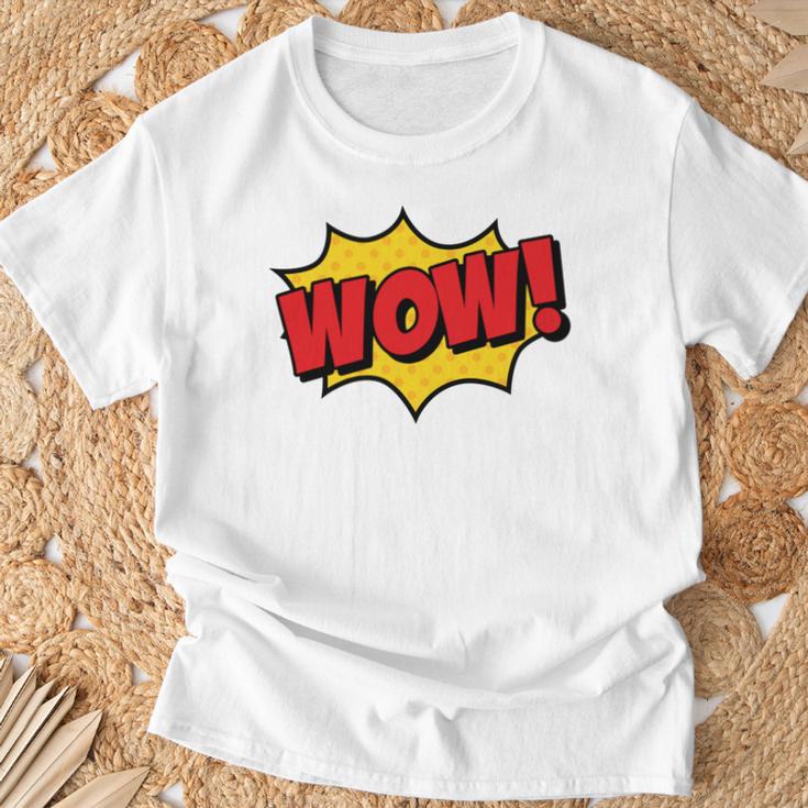 WOW Comic Book Cartoon Speech Bubble Pop Art T-Shirt Gifts for Old Men