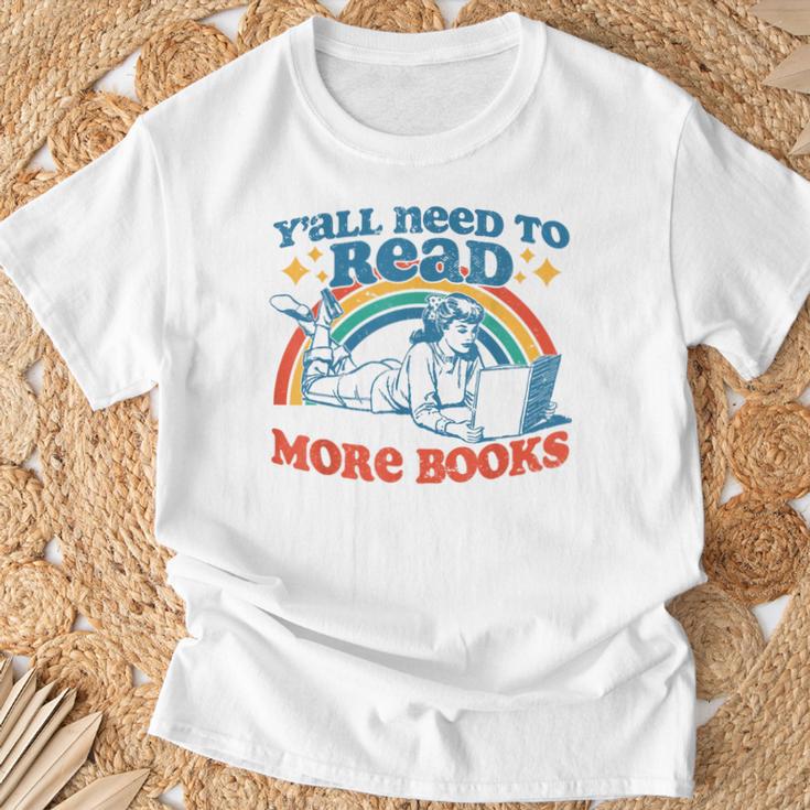 Y'All Need To Read More Books Book Lover Retro Reading T-Shirt Gifts for Old Men