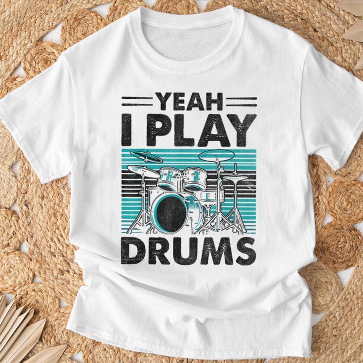 Yeah I Play Drums Drummer Play Drumming Tシャツ 高齢者への贈り物