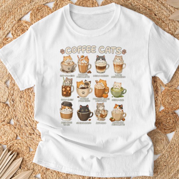 かわいいアニメコーヒー猫カプチーノかわいい猫カフェデザイン Tシャツ 高齢者への贈り物
