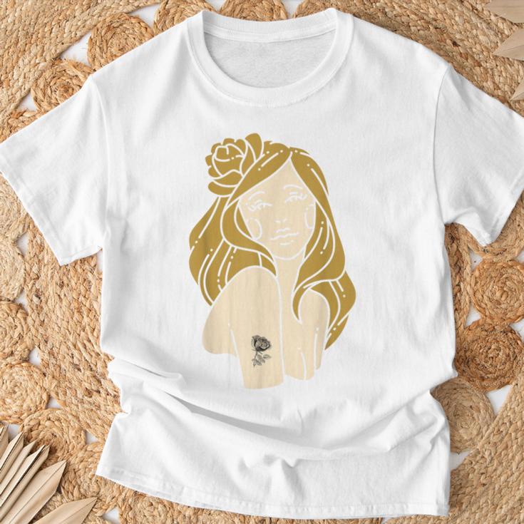 かわいいタトゥーガールファニーユニセックスデザインメンズレディースtシャツ Tシャツ 高齢者への贈り物