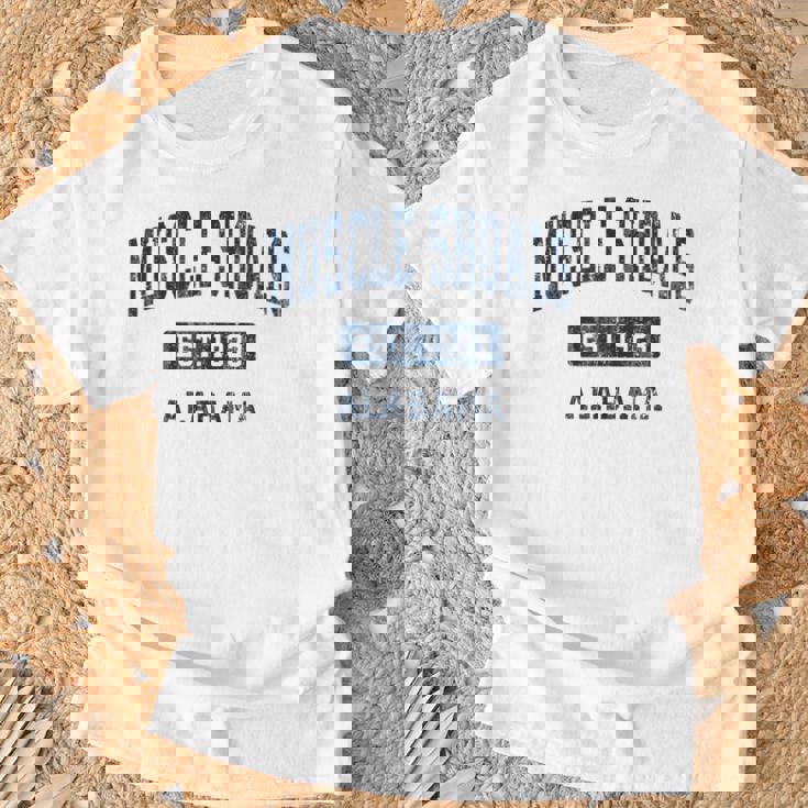 アラバマ州マッスルショールズアラバマ州ヴィンテージスポーツエスタブリッシュドネイビーデス Tシャツ 高齢者への贈り物