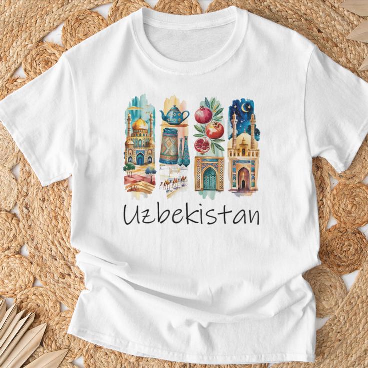 ウズベキスタン ブラシストローク ウズベキスタン 休暇のお土産 ウズベキスタン Tシャツ 高齢者への贈り物