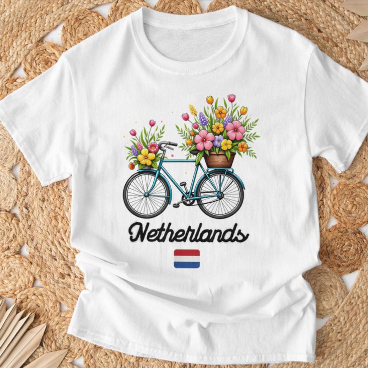 オランダの風車 チューリップフィールド オランダ 春の花 バイク Tシャツ 高齢者への贈り物