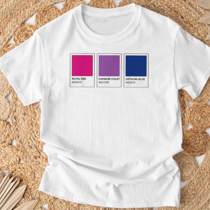 カラーパレット バイセクシャルプライド バイセクシャルフラッグ バイセクシャルカラー Cu Tシャツ 高齢者への贈り物