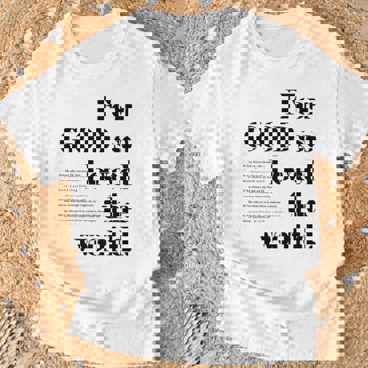 クリスチャン ジョン 3 16 18 Godo Loved The World 聖書の一節 長袖tシャツ Tシャツ 高齢者への贈り物