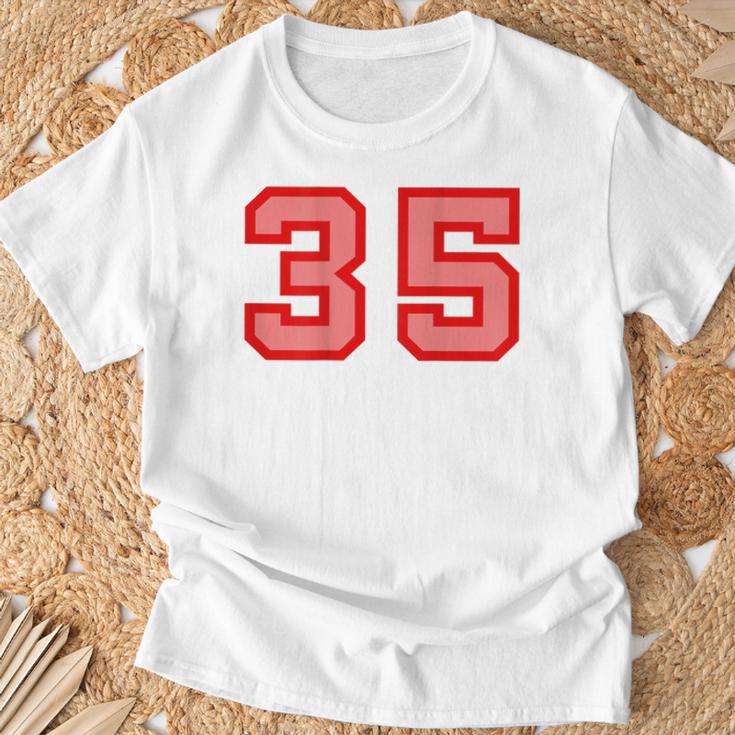 クールなレトロなレタリングジャージバックナンバー35 Thirtyfive Tシャツ 高齢者への贈り物