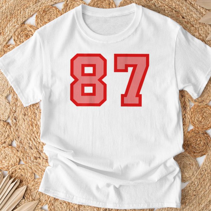 クールなレトロなレタリングジャージバック番号87 Eightyseven Tシャツ 高齢者への贈り物
