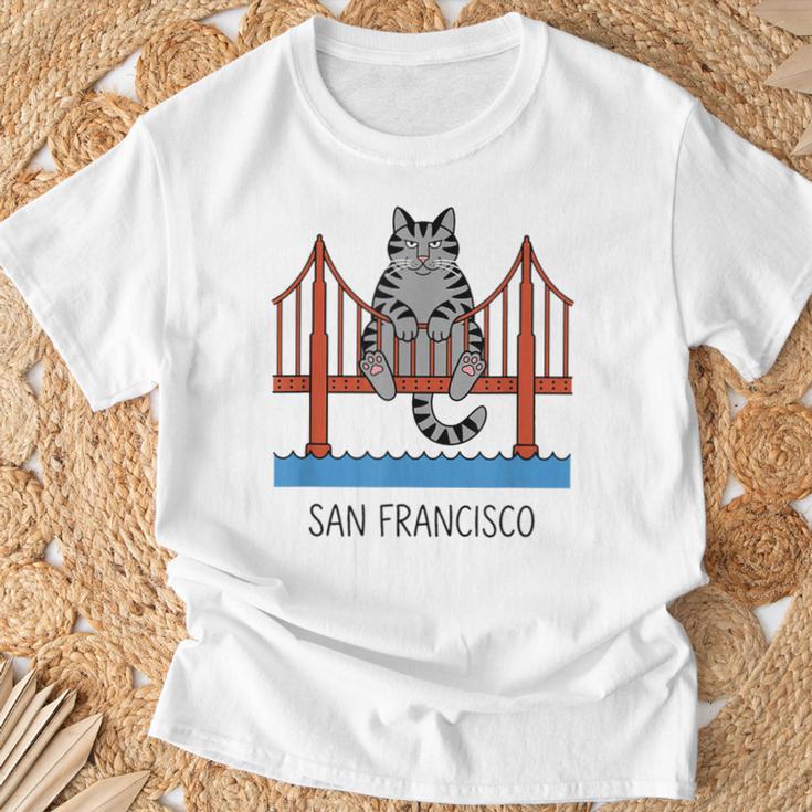 サンフランシスコ キャット ゴールデンゲートブリッジ 本 恋人 Tシャツ 高齢者への贈り物
