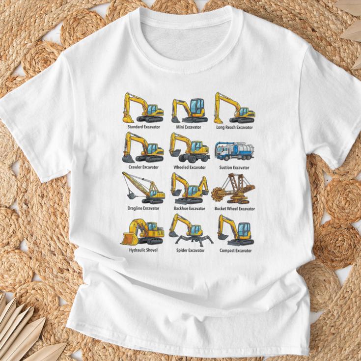 ショベルの種類重機設備表 Tシャツ 高齢者への贈り物