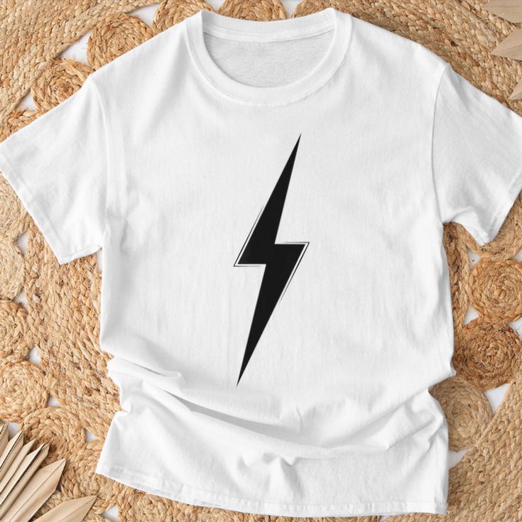 シンプルなブラックライトニングボルトグラフィック。 Tシャツ 高齢者への贈り物