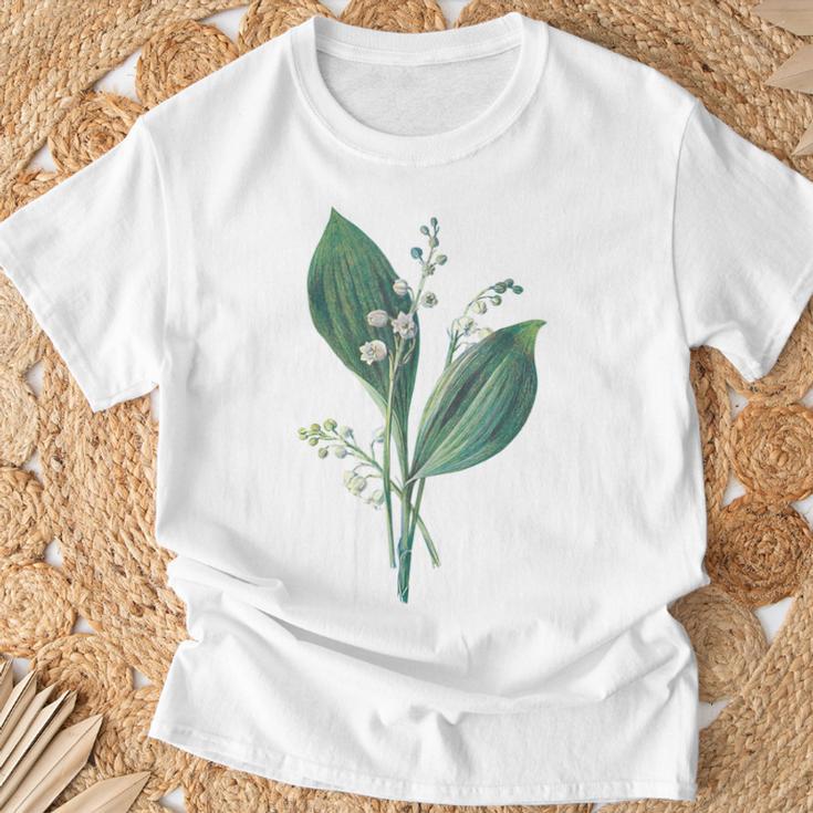 スズラン植物アートペインティングtシャツ Tシャツ 高齢者への贈り物