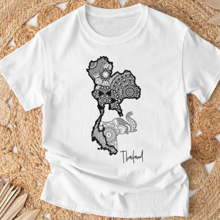 タイのマンダラ、タイの地図、象のマンダラ タイ Tシャツ 高齢者への贈り物