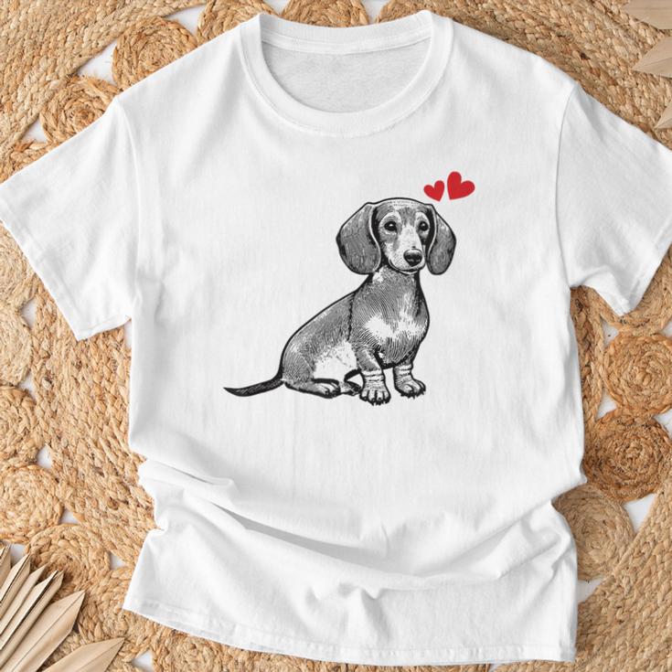 ダックスフンド かわいいダックスプリント 愛犬家グッズ Dachshund Tシャツ 高齢者への贈り物