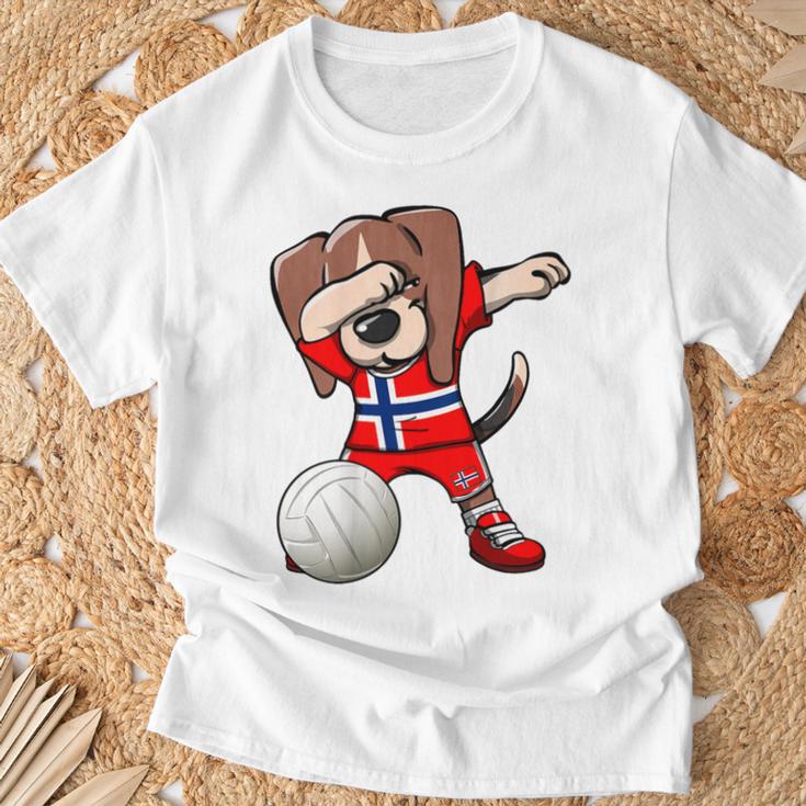 ダビングビーグル犬 ノルウェージャージ ノルウェーバレーボール愛好家 Tシャツ 高齢者への贈り物