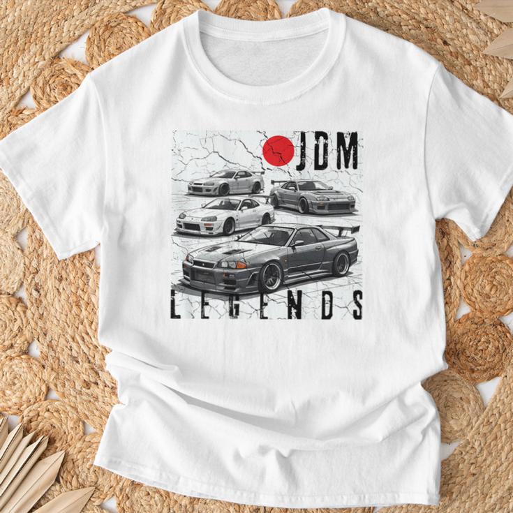 バックプリント ディストレス Jdm レジェンド レースカー 日本国旗 ギフト Tシャツ 高齢者への贈り物