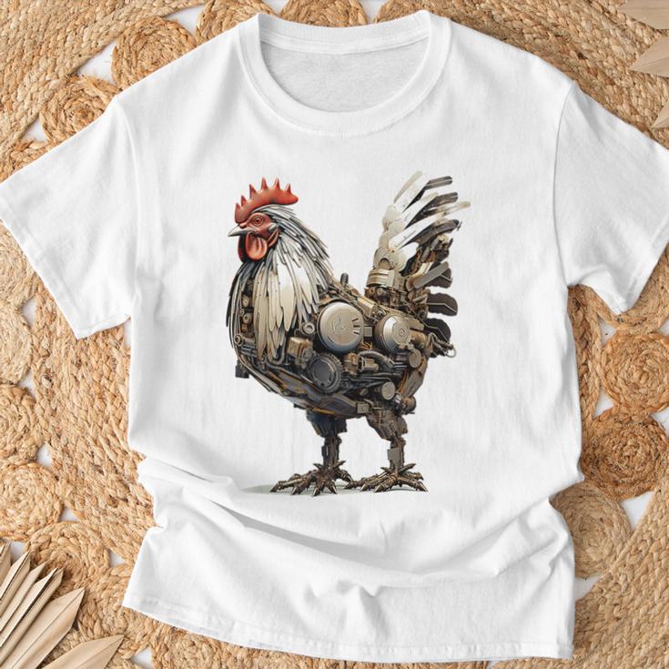 ニワトリ アニマルプリント 動物園 ロボット アートワーク 彫刻 ニワトリ Tシャツ 高齢者への贈り物