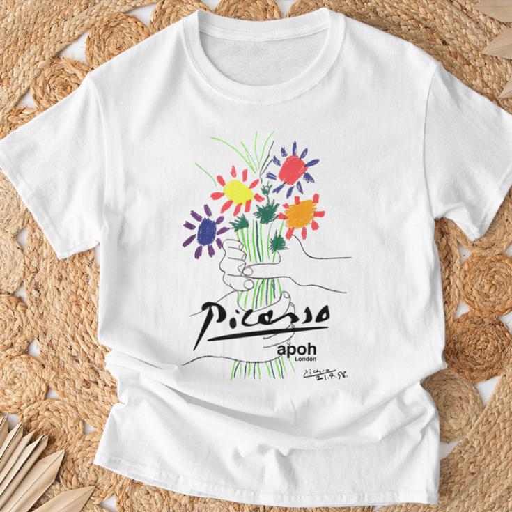 ピカソ 花 描画 クラシック アート グラフィック Tシャツ 高齢者への贈り物