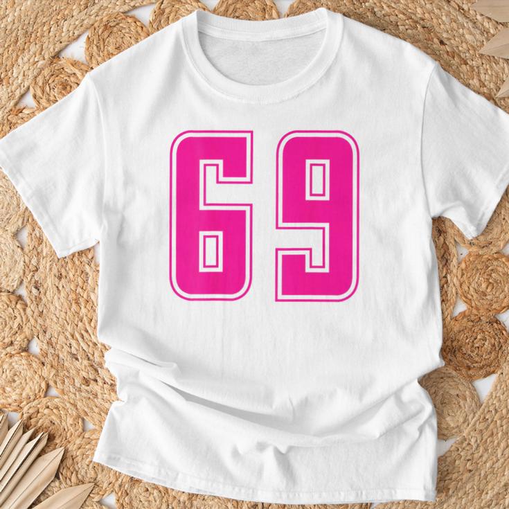ピンク色背番号 69 チーム短大スポーツピンク色背番号付きユニフォーム Tシャツ 高齢者への贈り物