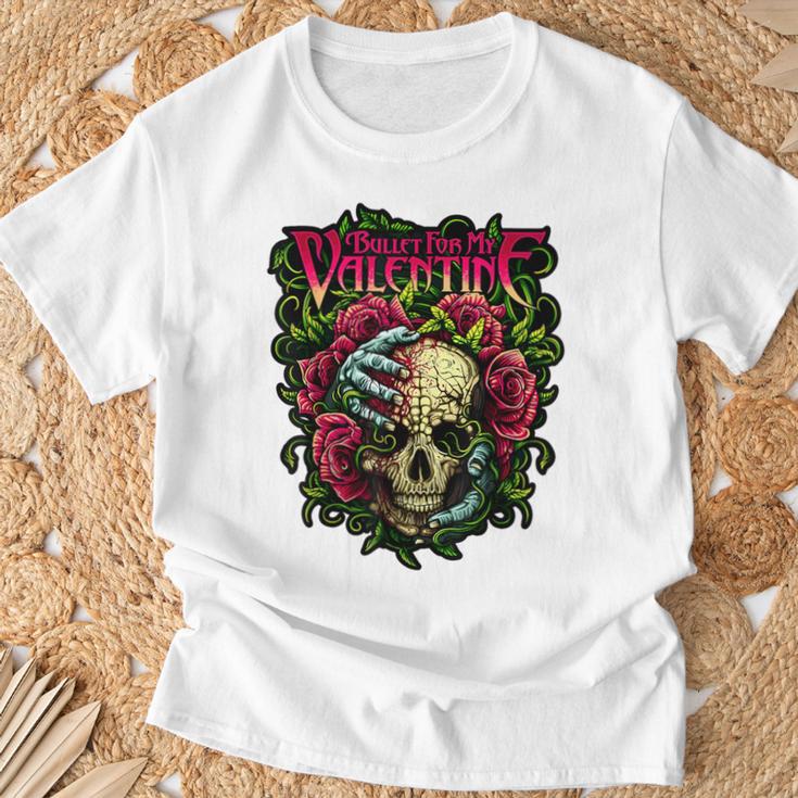 ファニー・ブレット、マイ・バレンタイン・スカル・ローゼズ、レッド・ブラッド・ホラー Tシャツ 高齢者への贈り物