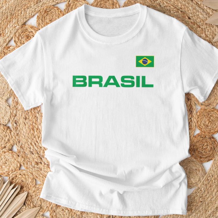 ブラジル ブラジル フラッグ アスレチック ジャージスタイル Tシャツ 高齢者への贈り物
