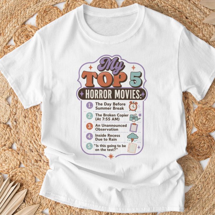 ホラー映画 教師 ユーモア 学校 映画 パロディ トップ5 長袖tシャツ Tシャツ 高齢者への贈り物