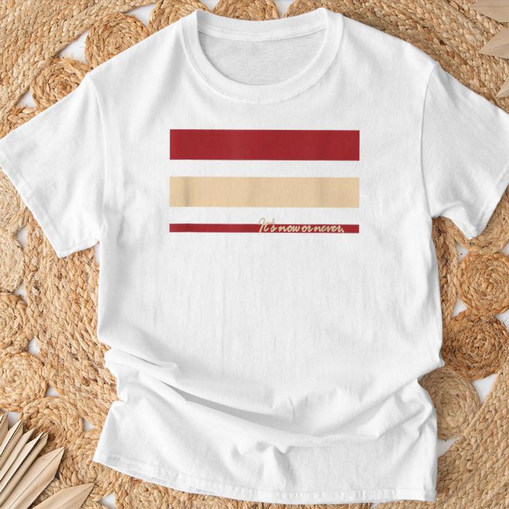 メッセージ付 やるなら今 三本線 Tシャツ 高齢者への贈り物