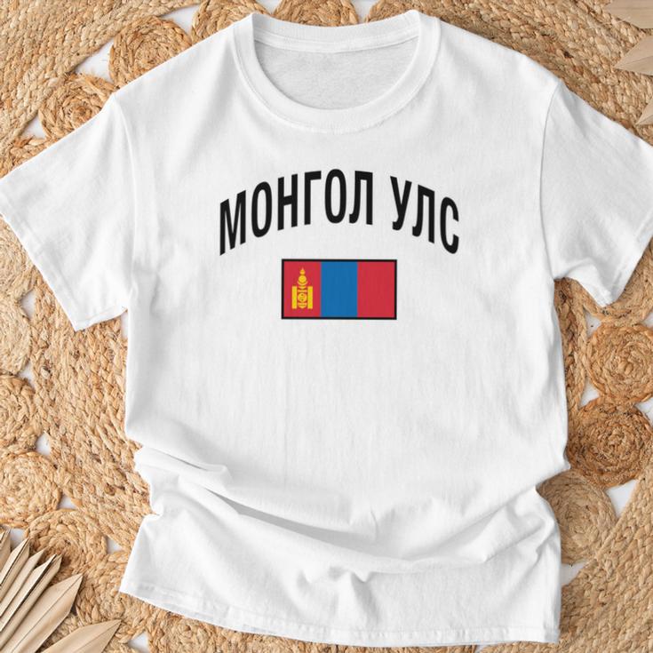 モンゴル国旗 誇り高きモンゴル語 モンゴル語 長袖tシャツ Tシャツ 高齢者への贈り物