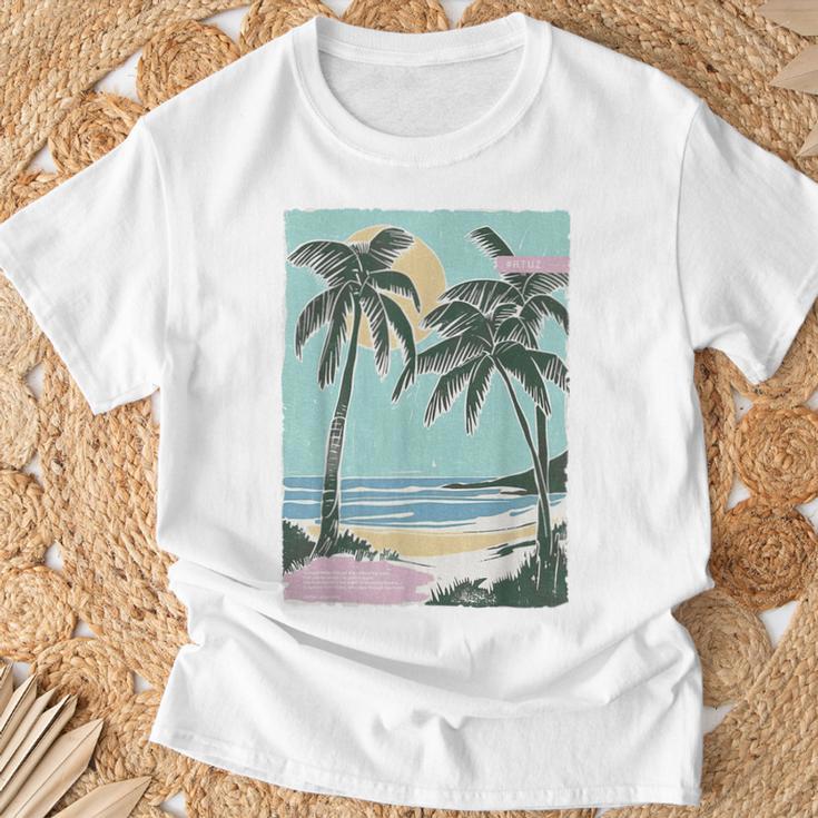 ヤシの木 ヤシの木 ビーチ 海 太陽 休暇 休暇 夏 Tシャツ 高齢者への贈り物