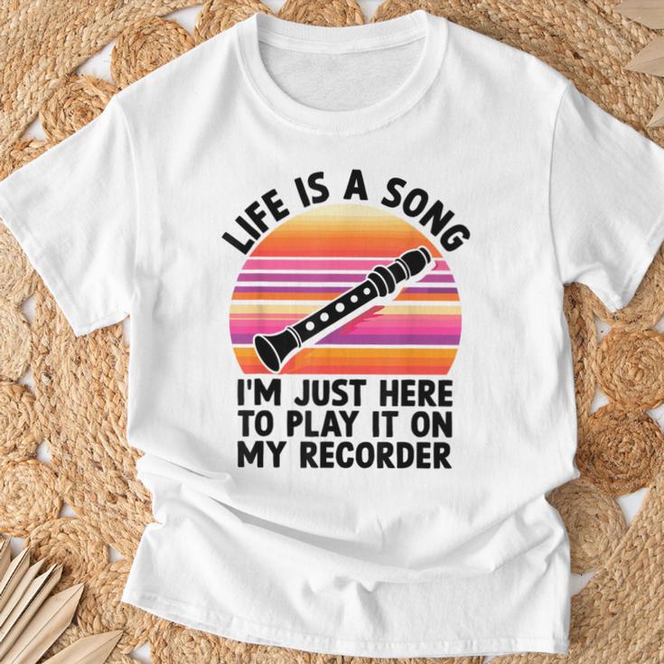 ライフ・イズ・ア・ソングリコーダーで弾きたくてここにいるだけ Tシャツ 高齢者への贈り物