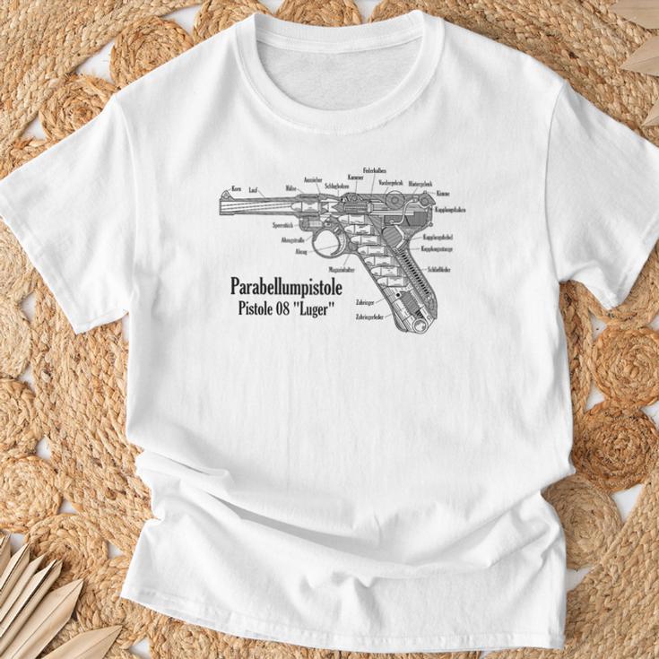 ルガーピストル Ww2 ドイツ軍 P08 断面図 Tシャツ 高齢者への贈り物
