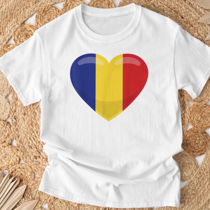 ルーマニアハートルーマニア国旗 Tシャツ 高齢者への贈り物