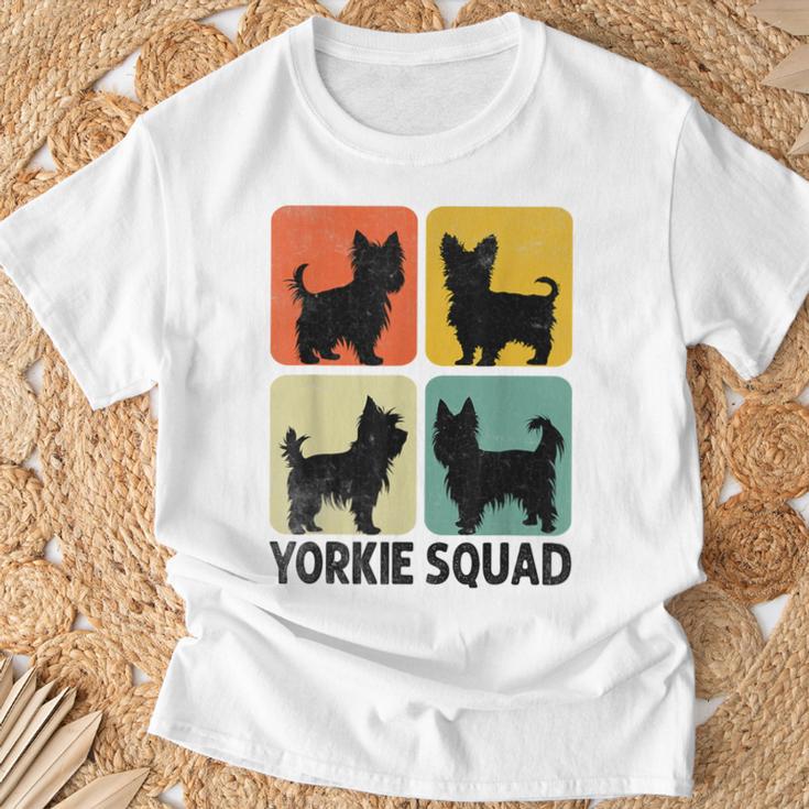 レトロ シルホーエット ヨーキー スクワッド ヨークシャーテリア ヨーキー 犬 Tシャツ 高齢者への贈り物