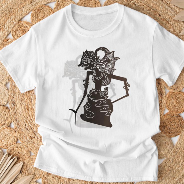 ワヤン インドネシア文化 人形 部族 Tシャツ 高齢者への贈り物