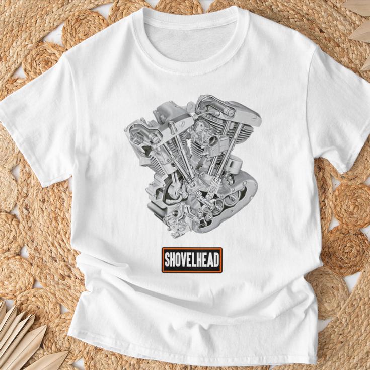 ヴィンテージ Hd オートバイtwin ショベルヘッド エンジン クラシック バイカー Tシャツ 高齢者への贈り物