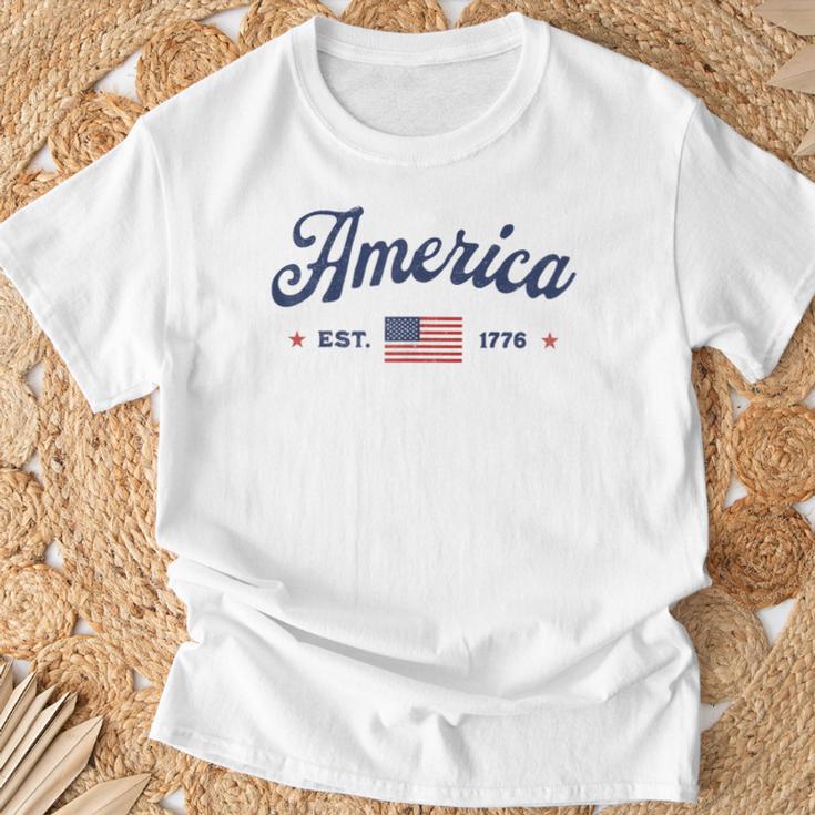 ヴィンテージ アメリカ国旗 Usa 4Th Of July American Flag Patriotic Tシャツ 高齢者への贈り物