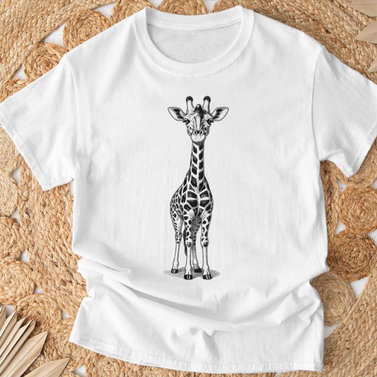 ヴィンテージ キリン ミニマリスト ラインアート Tシャツ 高齢者への贈り物