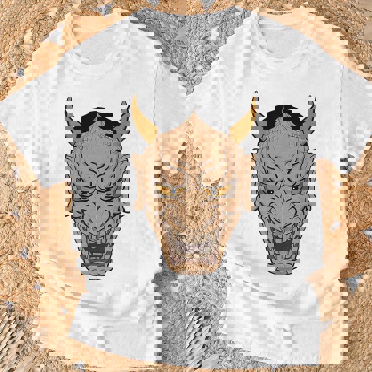 ヴィンテージの般若能面、浮世絵スタイル Tシャツ 高齢者への贈り物