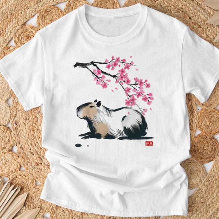 日本のカピバラ・桜美的カピバラ Tシャツ 高齢者への贈り物