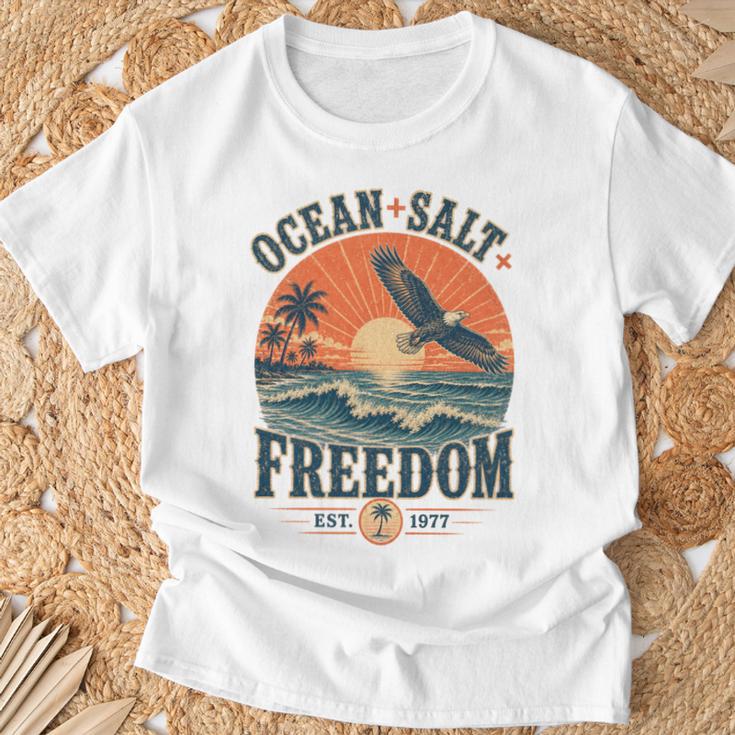 海 塩 自由 沿岸 愛国的 ワシ レトロ 夕日 長袖tシャツ Tシャツ 高齢者への贈り物