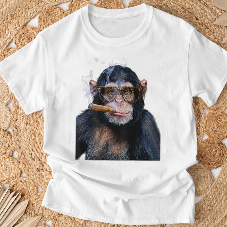 煙草を吸うチンパンジー たばこ Tシャツ 高齢者への贈り物