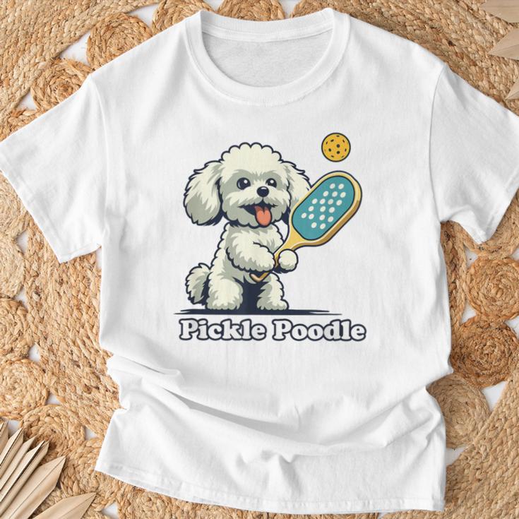 犬 遊び ピックルボール マルチーズ プードル 面白い ピクルスプードル Tシャツ 高齢者への贈り物