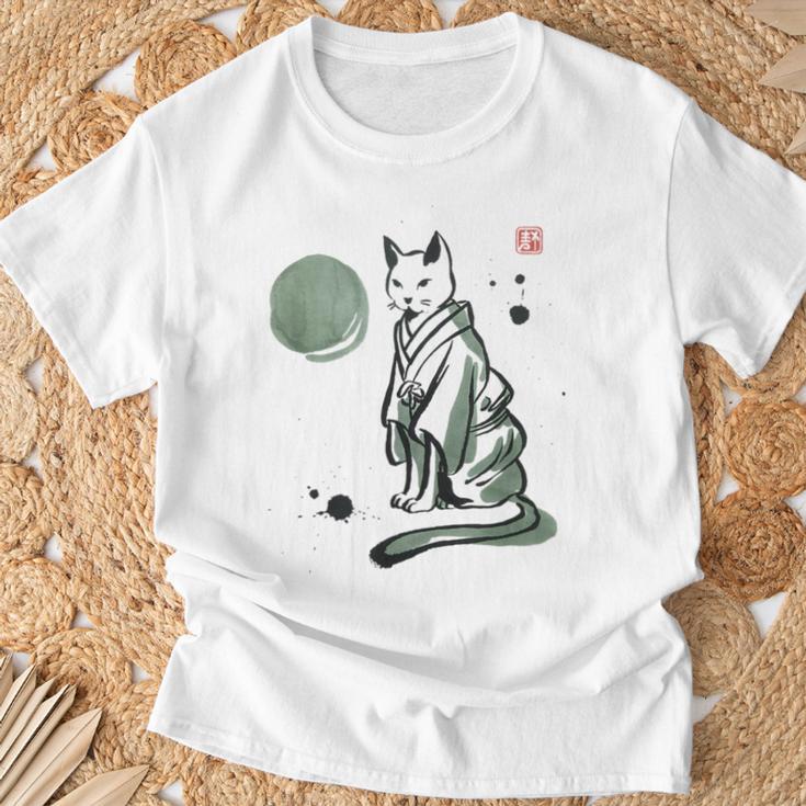 猫 和 着物 日本 伝統 ママ パパ キッズ Tシャツ 高齢者への贈り物