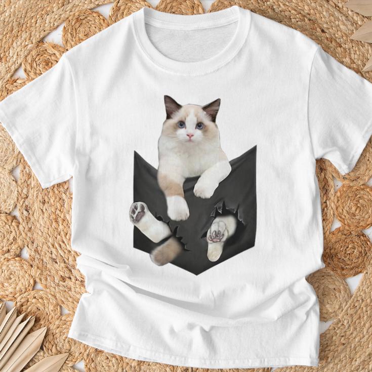 猫好き ラグドール 猫 ポケット入り Tシャツ 高齢者への贈り物