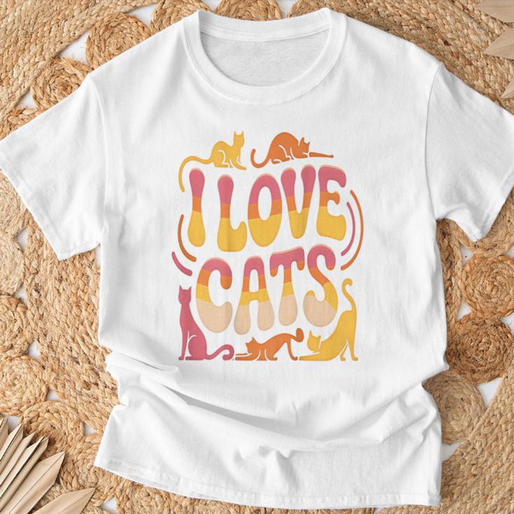バックプリント 猫好き 引用 おもしろ猫 ミーム I Love Cats Tシャツ 高齢者への贈り物