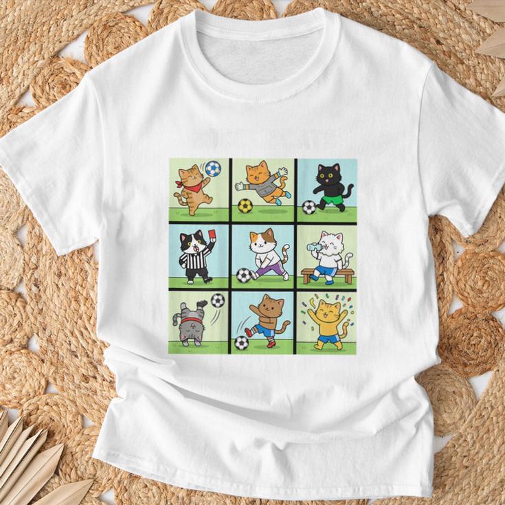 猫好きのためのフィットネス猫サッカーグラフィック Tシャツ 高齢者への贈り物