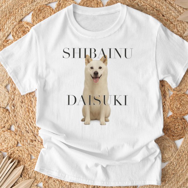 白柴犬犬 Tシャツ 高齢者への贈り物