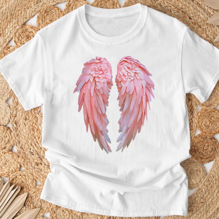 背面にグラフィックデザインの天使の羽。 Tシャツ 高齢者への贈り物