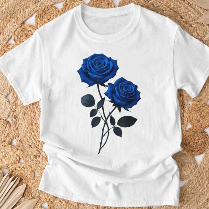 青いバラ 花 カップル ゴシック ファンタジー 花 美的 アート Tシャツ 高齢者への贈り物